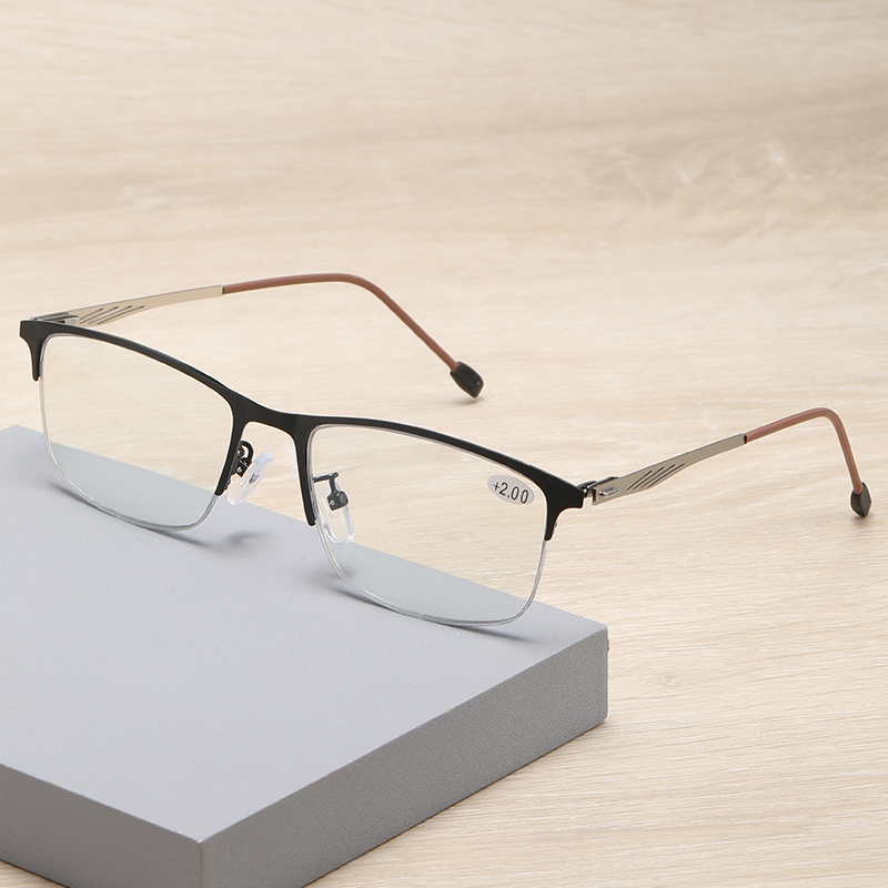 Progressive Photochromic Multifocus Reading Glasses Blue Light Blocking Transition Multifocal Readers Half frame Men Eyeglasses