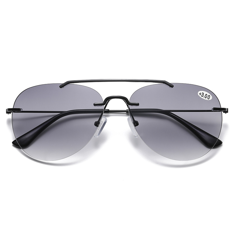 Retro Rimless Gradient Sunglasses Reading Glasses Presbyopia Sun Glasses Men Enlarge Reader Spectacles Outdoor Fishing