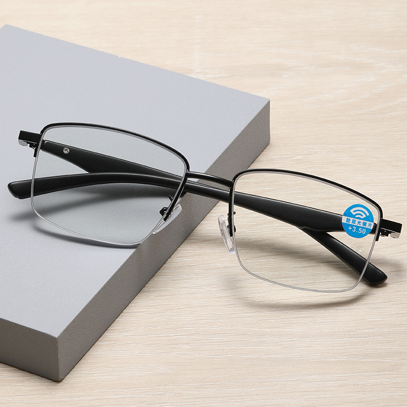Eyewear Unisex tr90 Multifocal Progressive Photochromic Anti Blue Light Glasses See Far Near Reading Glasses