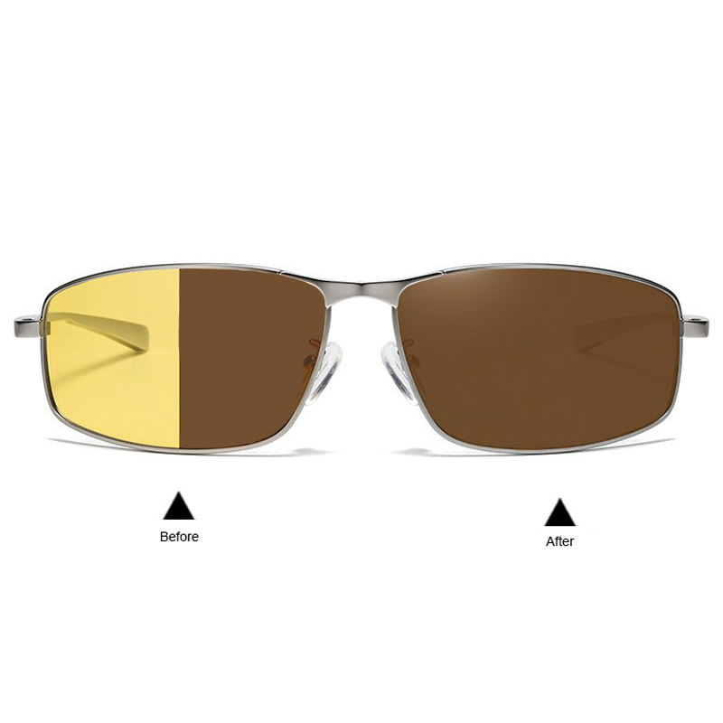 Polarized Sunglasses With Photochromic Metal Frame Sunglasses Day & Night Driving Eyewear