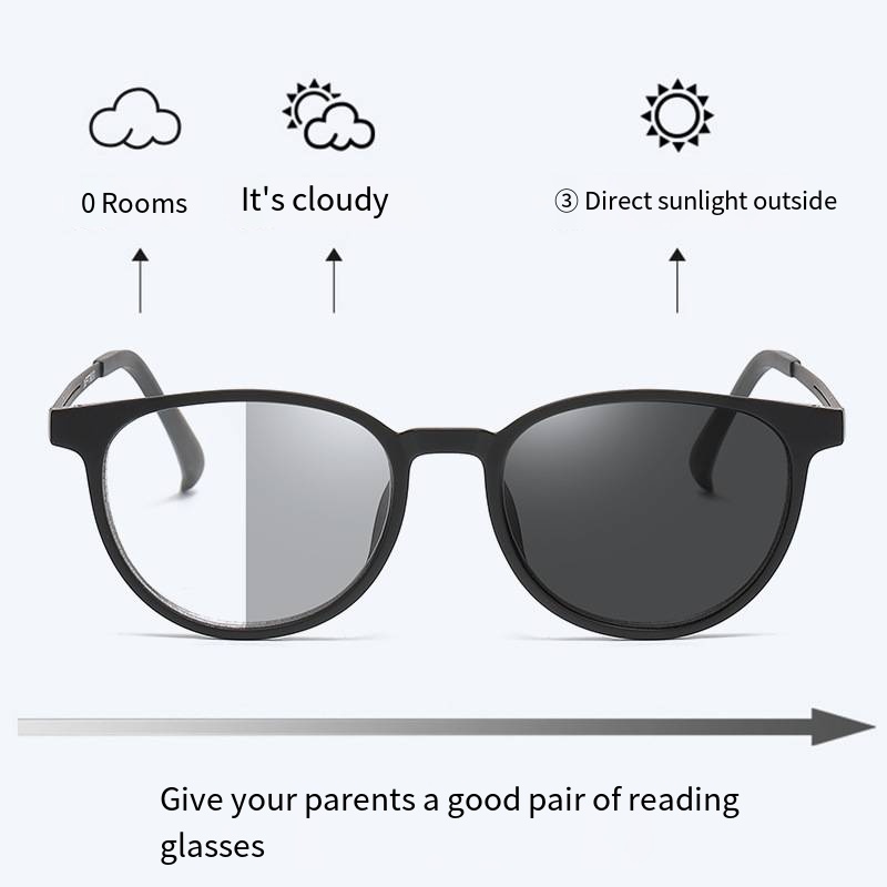 TR90 Full Frame Eyewear Transition Photochromic And Anti-blue Reading Glasses Progressive Lenses Glasses