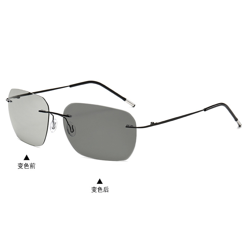 Rimless Photochromic Driving Glasses Day and Night 2 in 1 Polarized Sunglasses Anti-Glare UV Protection for Men Women