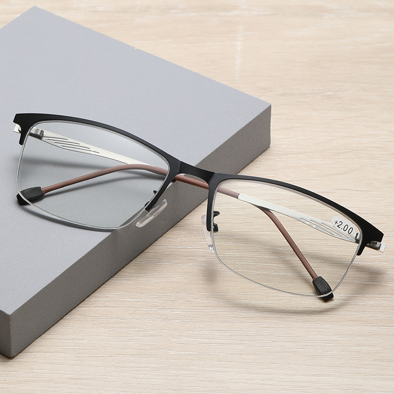 Progressive Photochromic Multifocus Reading Glasses Blue Light Blocking Transition Multifocal Readers Half frame Men Eyeglasses