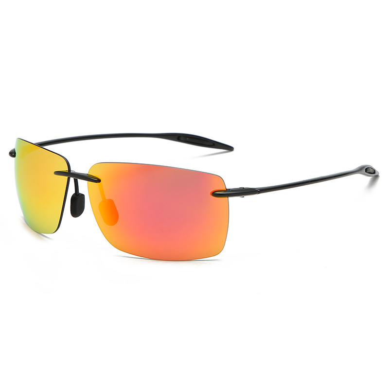 TR90 rimless men's ultralight polarized sunglasses mirror lenses sunglasses gafas de sol Black frame fishing driving sun glasses Customize