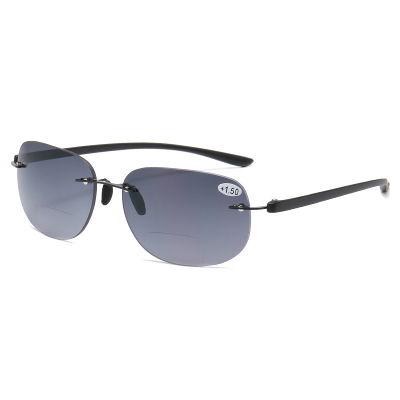 Ultra Lightweight Rimless Bifocal Reading Glasses UV Protection Sunglasses Anti Blue Light Blocking Sun Readers for Men Women
