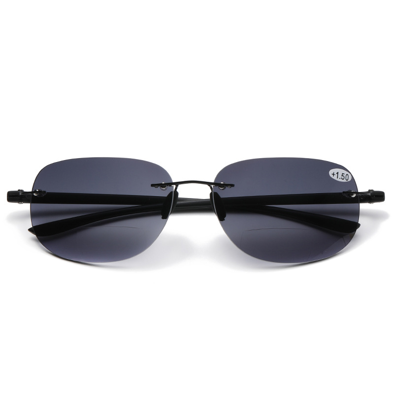 Ultra Lightweight Rimless Bifocal Reading Glasses UV Protection Sunglasses Anti Blue Light Blocking Sun Readers for Men Women