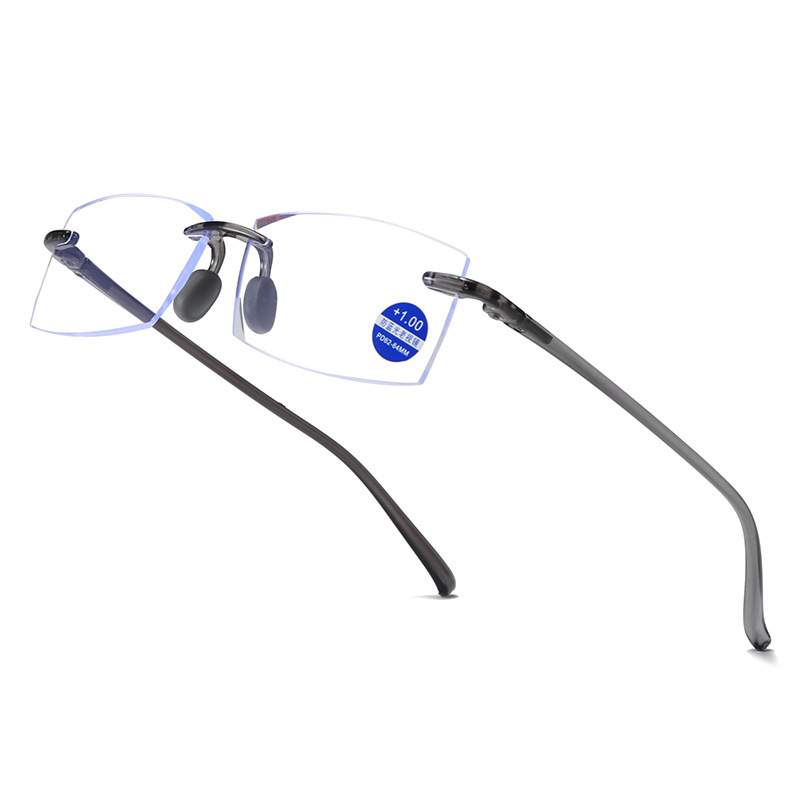Rimless Reading Glasses for Men Women Blue Light Blocking Readers