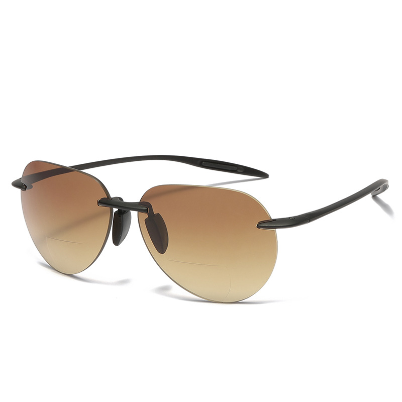 Classic Rimless Bifocal Reading Glasses Outdoor Sport Glasses tr90 for Cycling Gradient Presbyopic Sunglasses Men